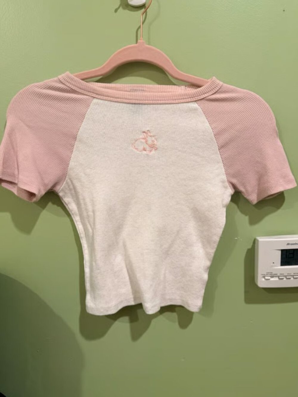 Pink and White Crop top S